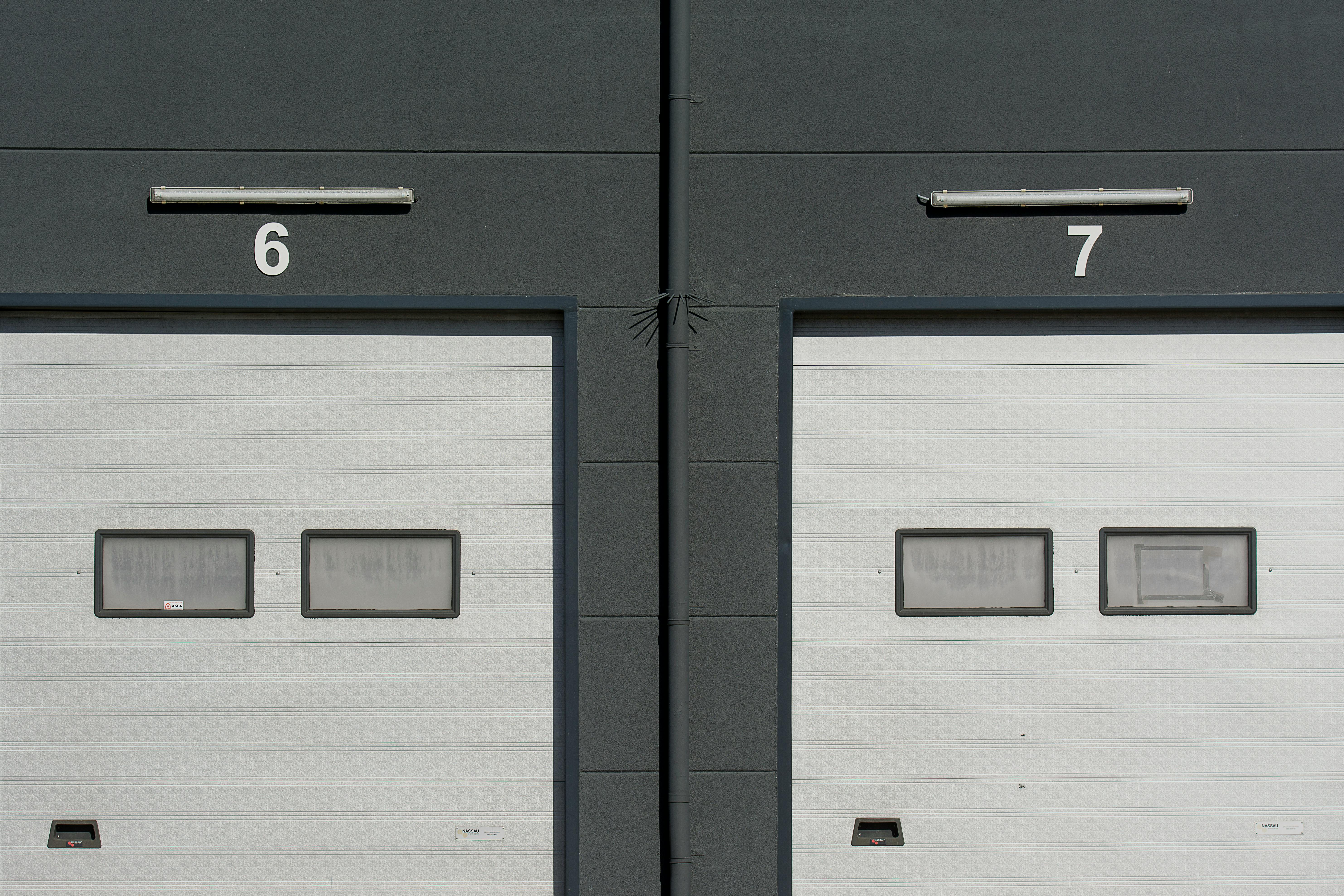 Modern residential garage doors after installation